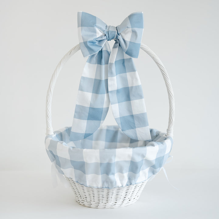 Blue Buffalo Check Liner + Bow Set (for Pottery Barn Sabrina Basket)