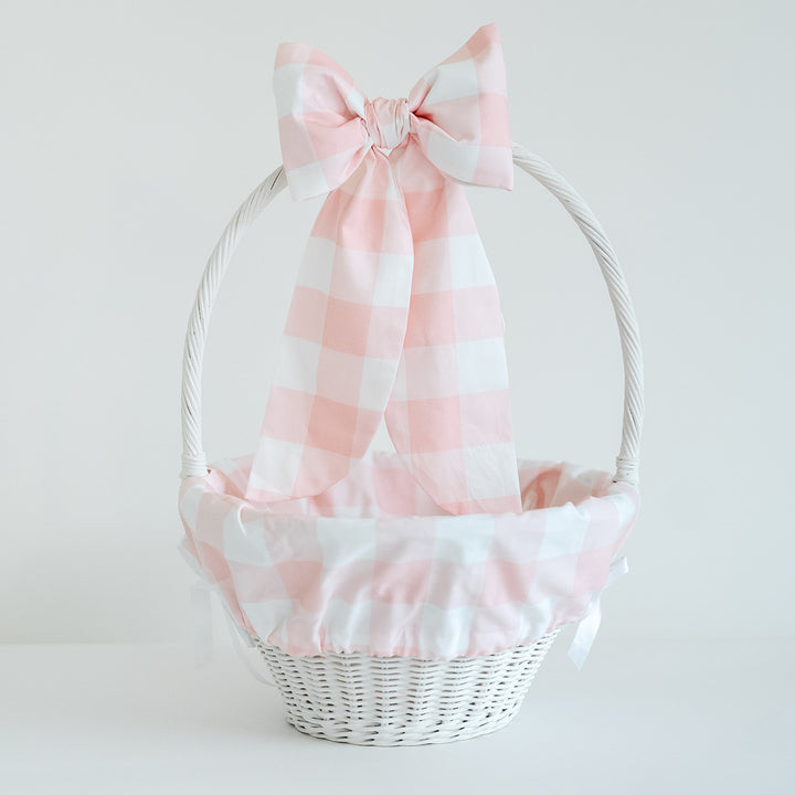 Pink Buffalo Check Liner + Bow Set (for Pottery Barn Sabrina Basket)
