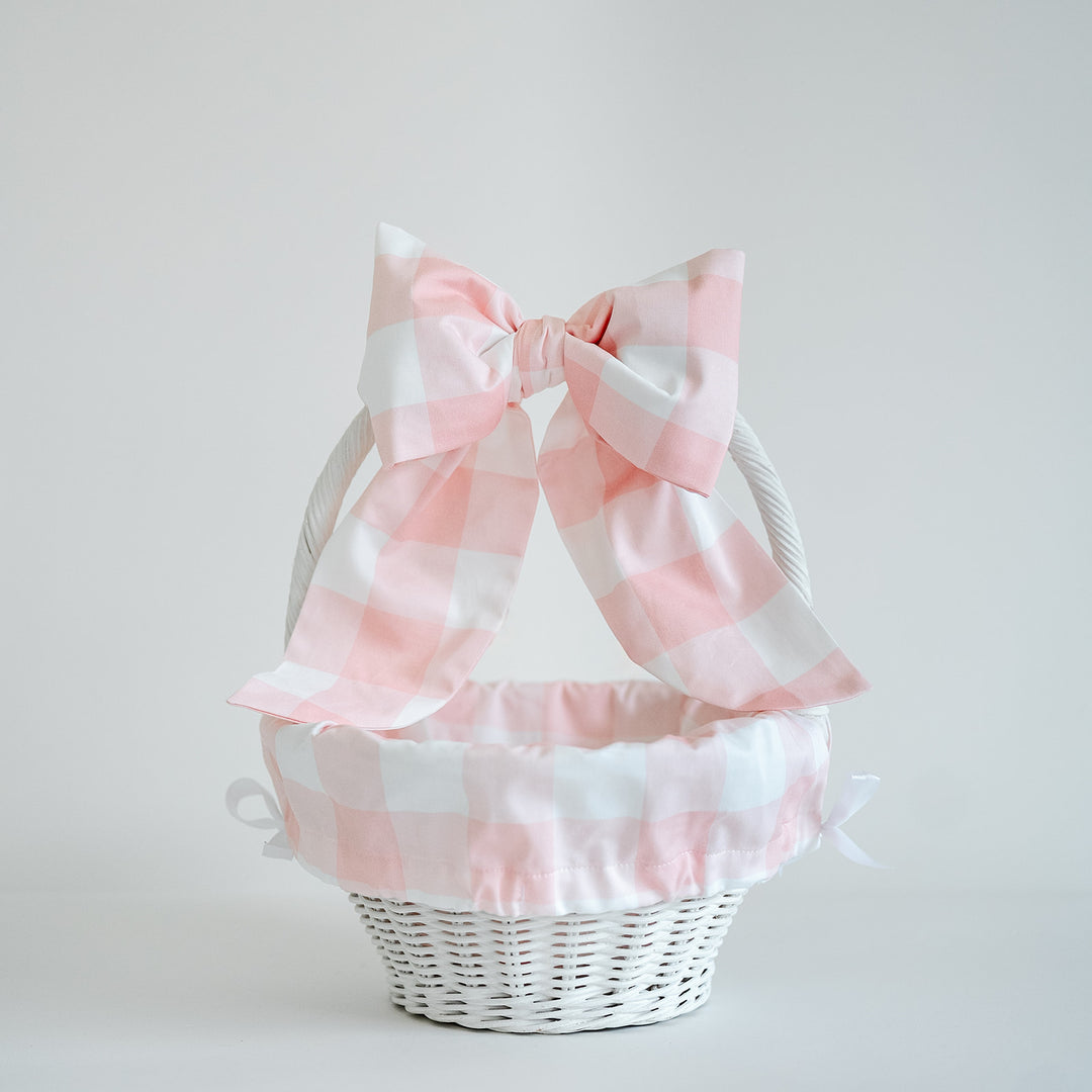Pink Buffalo Check Liner + Bow Set (for Pottery Barn Sabrina Basket)