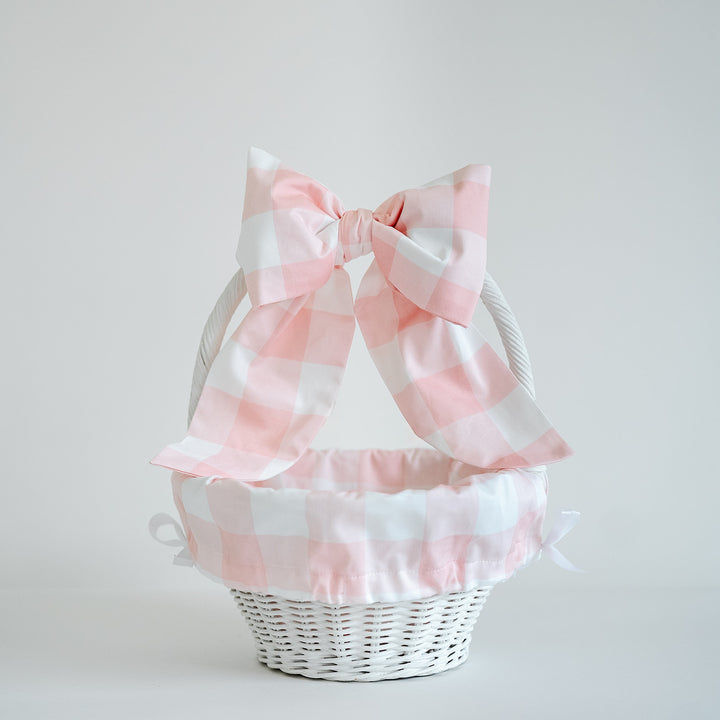 Pink Buffalo Check Liner + Bow Set (for Pottery Barn Sabrina Basket)
