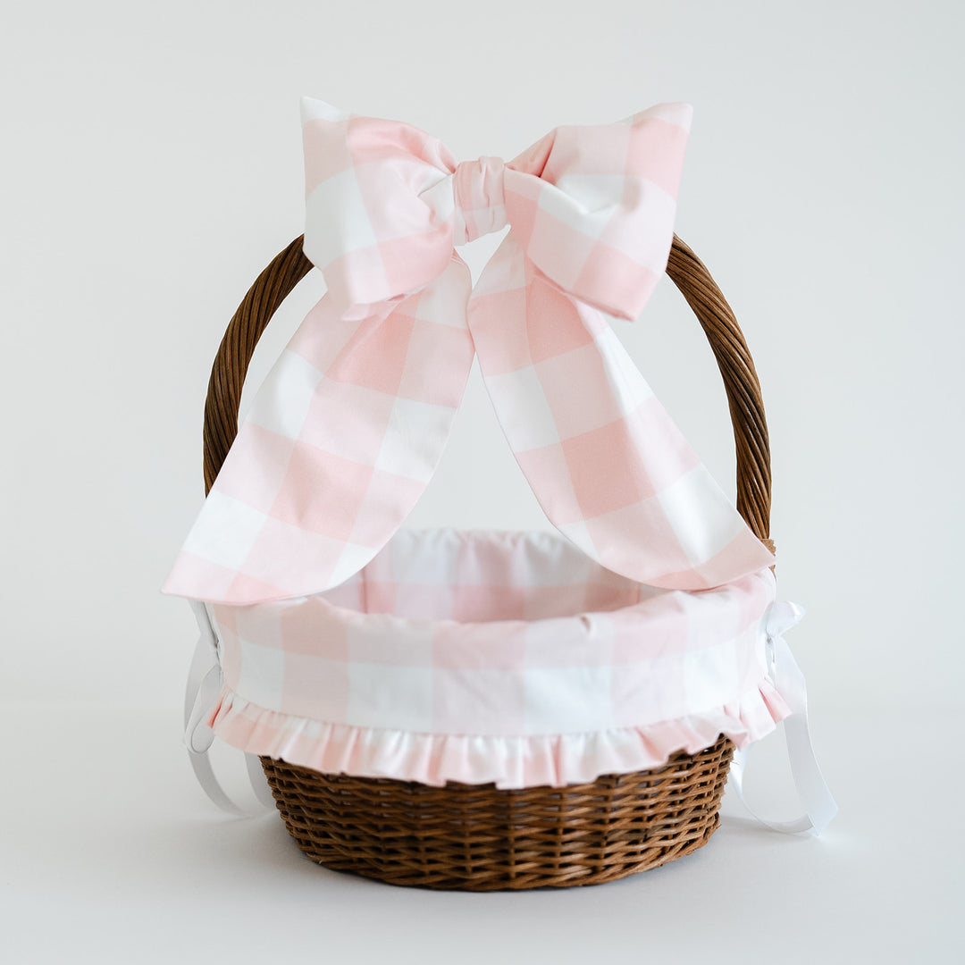 Pink Buffalo Check Liner with Ruffle Trim (fits Ballard basket)