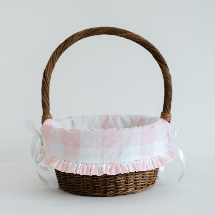 Pink Buffalo Check Liner with Ruffle Trim (fits Ballard basket)