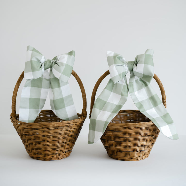 Sage Buffalo Check Easter Basket Bow