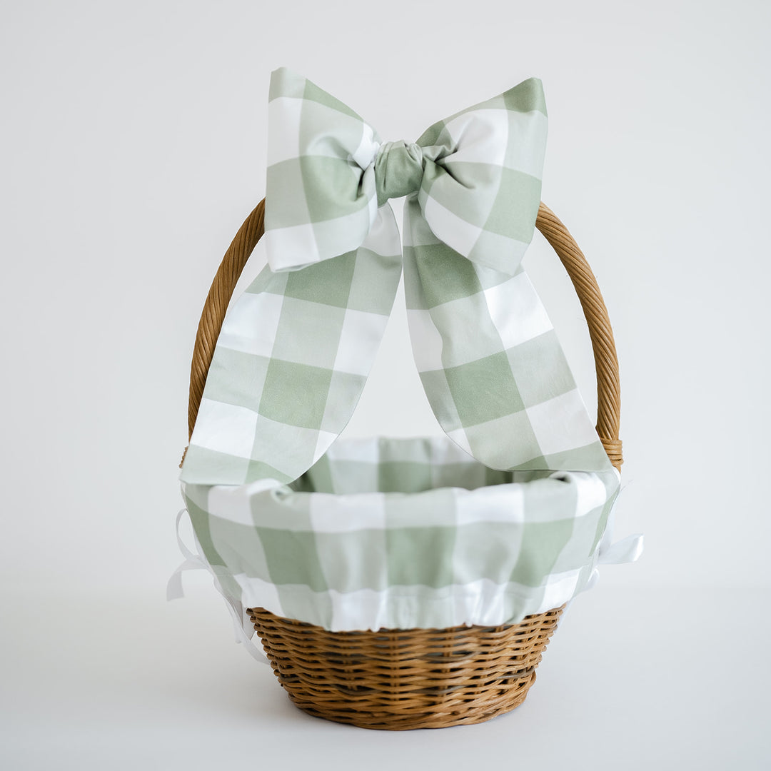 Sage Buffalo Check Easter Basket Bow