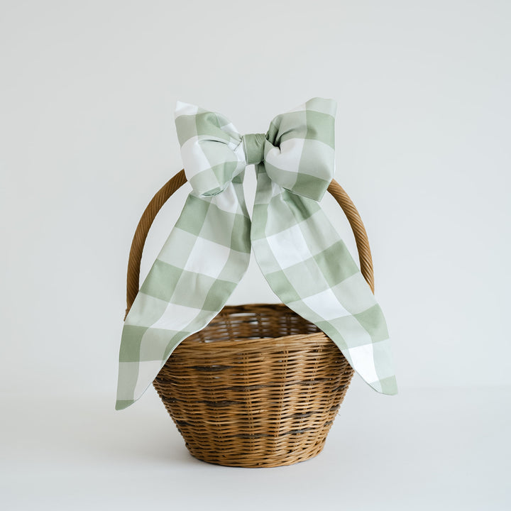 Sage Buffalo Check Easter Basket Bow