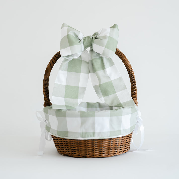 Green Buffalo Check Liner + Bow Set (for Ballard Basket)