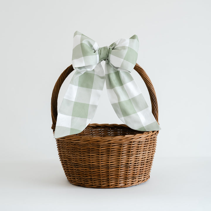 Sage Buffalo Check Easter Basket Bow