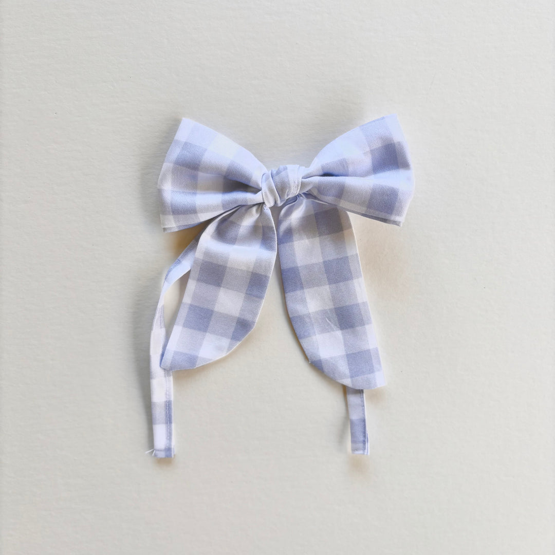 Little Blue Check Mini Bows Set of 6