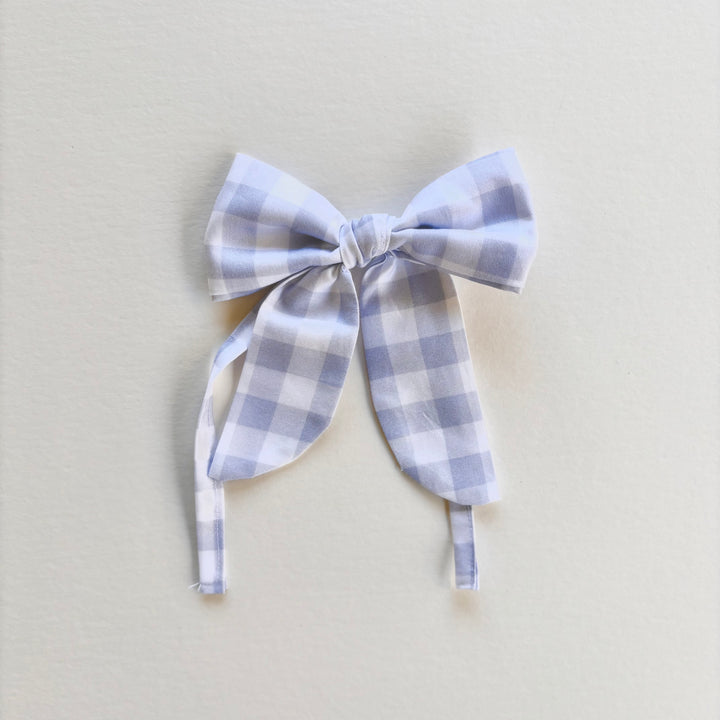 Little Blue Check Mini Bows Set of 6