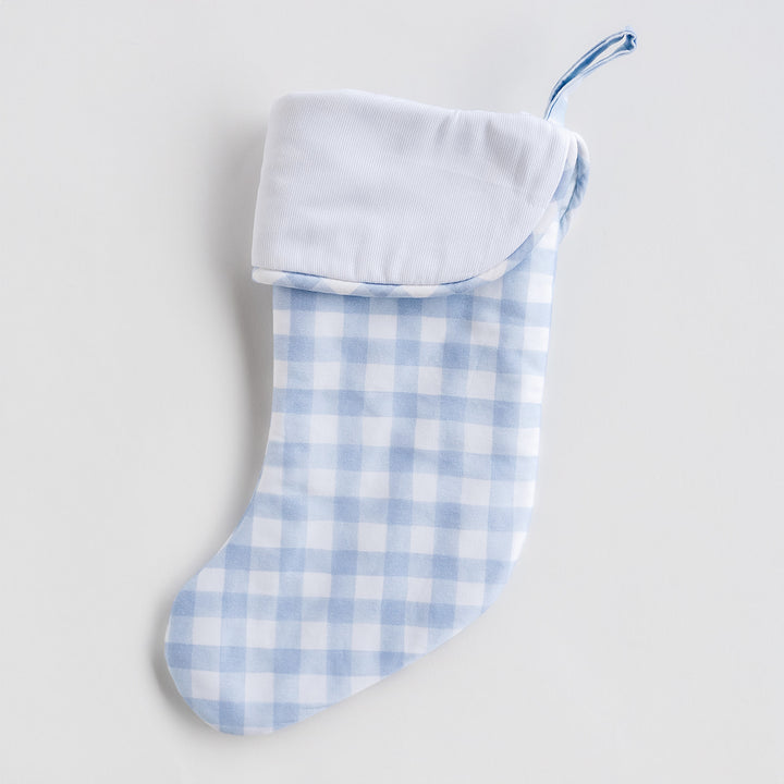 My First Christmas Stocking in Little Blue Check