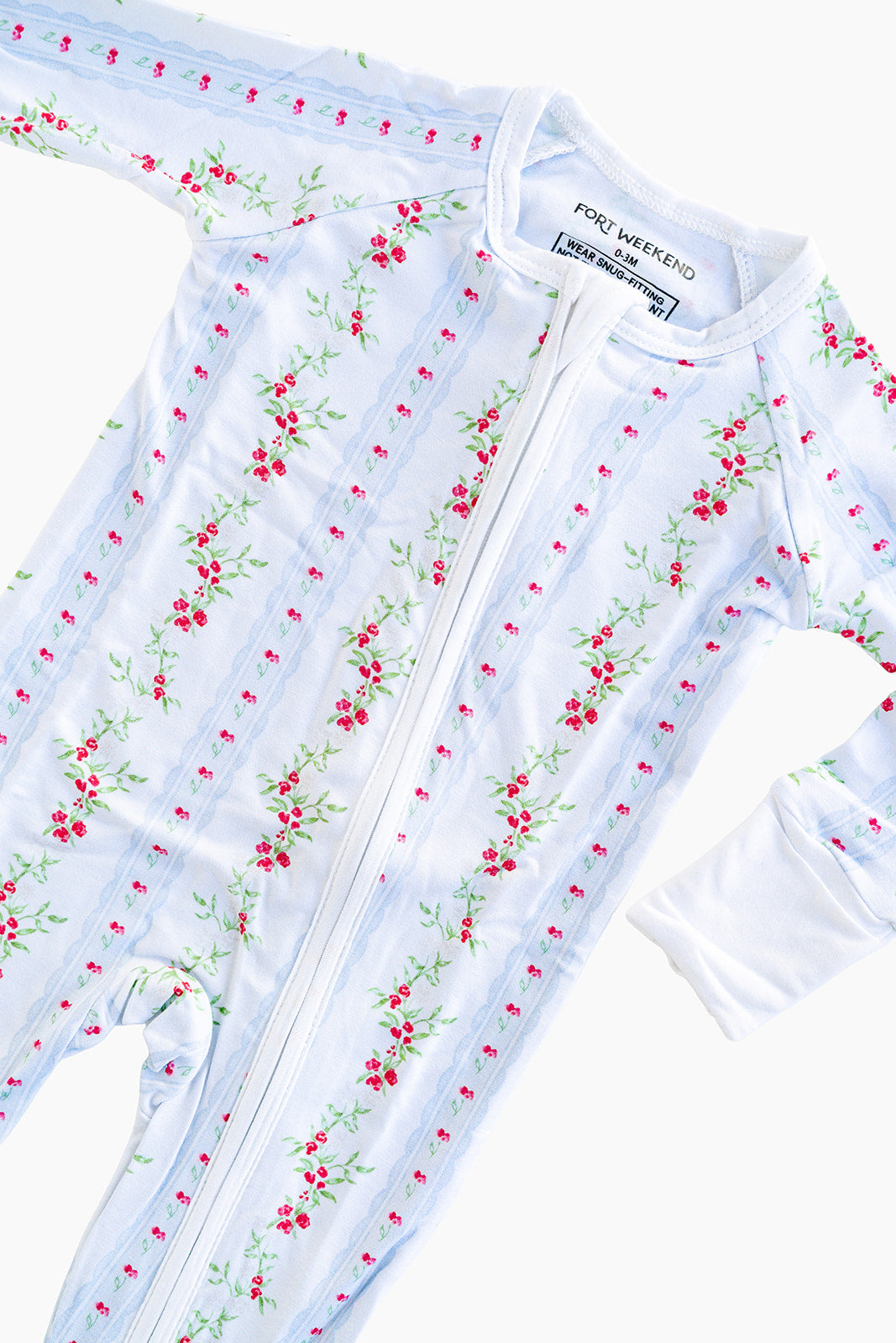 Holiday Floral Stripe Zipper Onesie