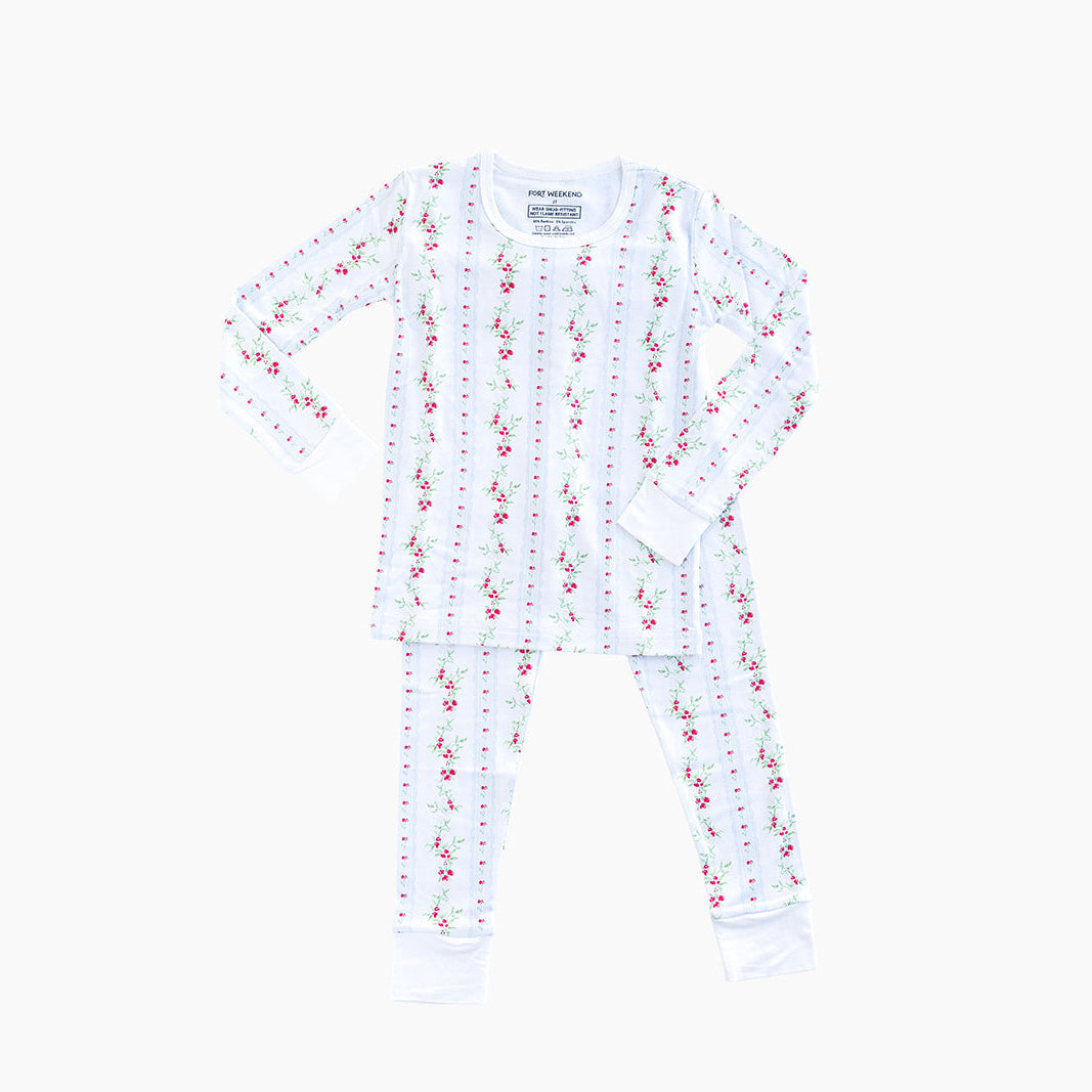 Holiday Floral Stripe Pajama Set