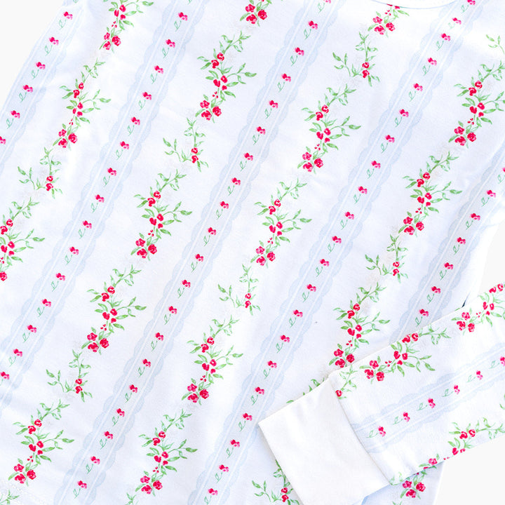 Holiday Floral Stripe Pajama Set