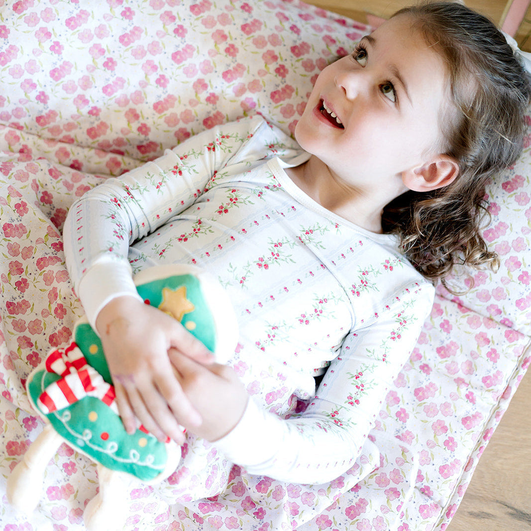 Holiday Floral Stripe Pajama Set