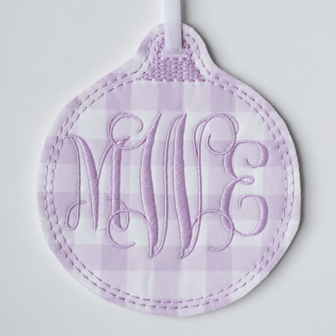 Little Lavender Check Monogram Ornament