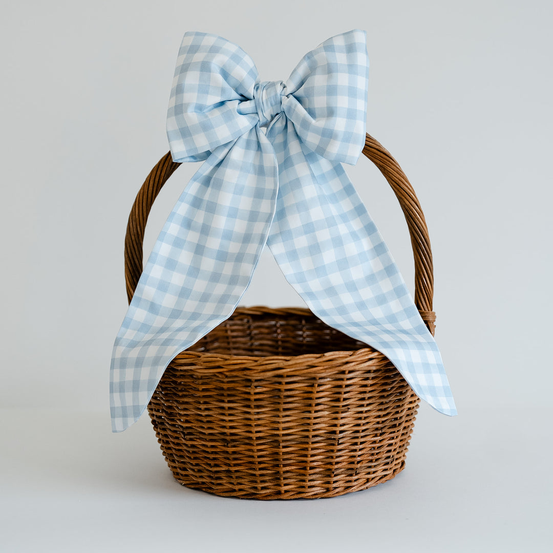 Little Blue Check Easter Basket Bow