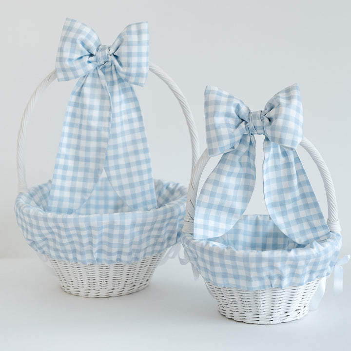 Little Blue Check Liner + Bow Set (for Pottery Barn Sabrina Basket)