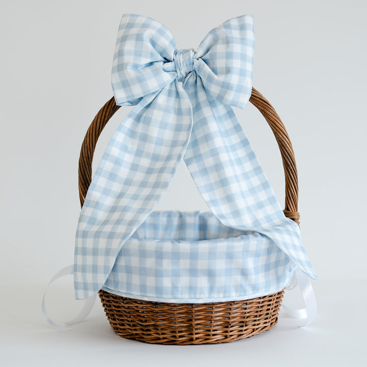 Little Blue Check Easter Basket Bow