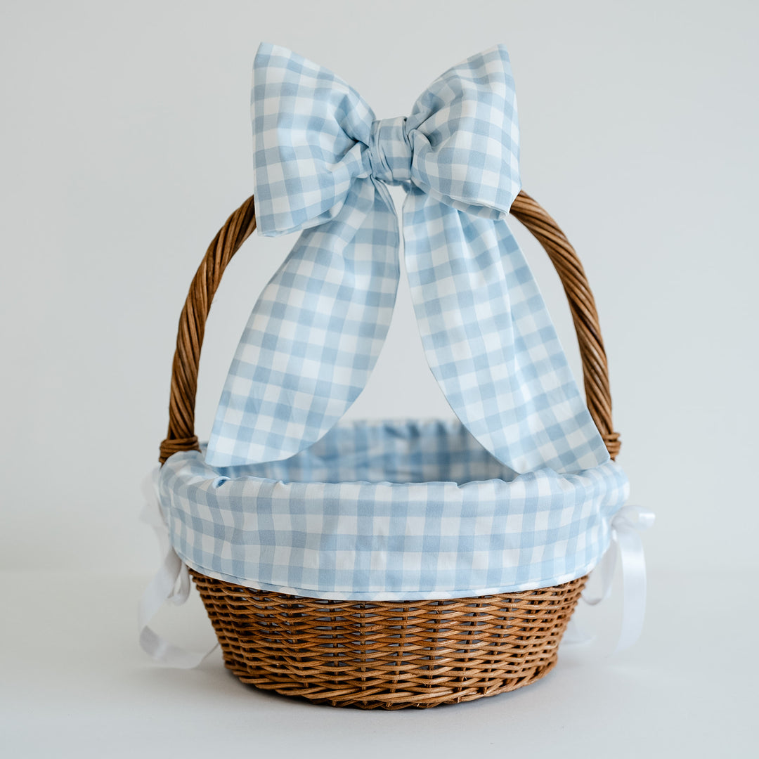 Little Blue Check Easter Basket Bow