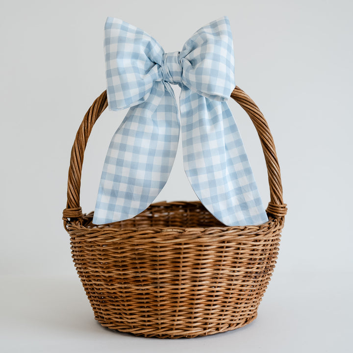 Little Blue Check Easter Basket Bow