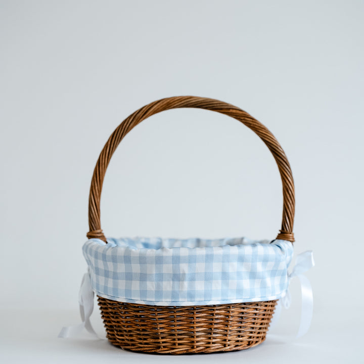 Little Blue Check Liner with Piping Trim (fits Ballard basket)