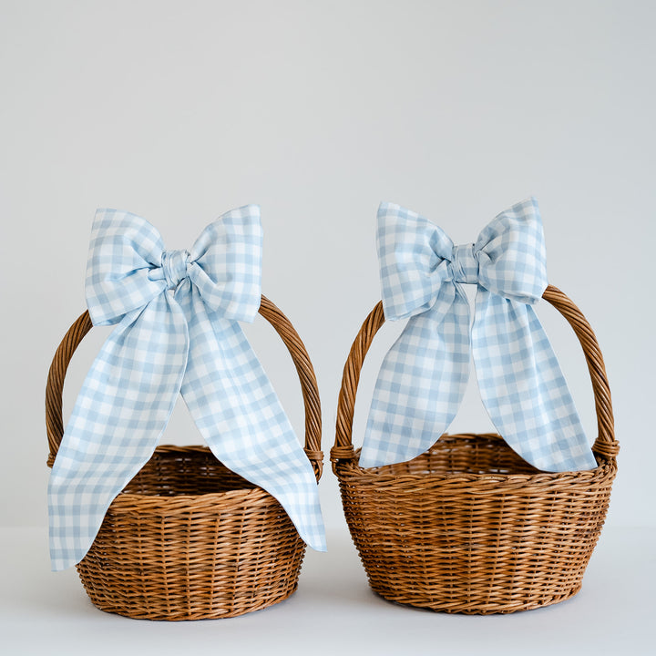 Little Blue Check Easter Basket Bow