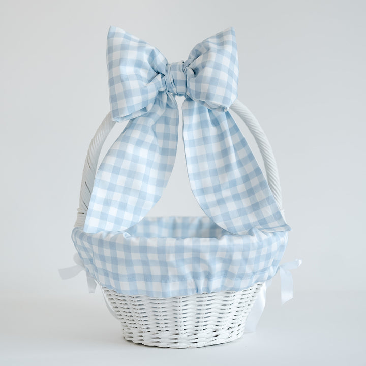 Little Blue Check Liner + Bow Set (for Pottery Barn Sabrina Basket)