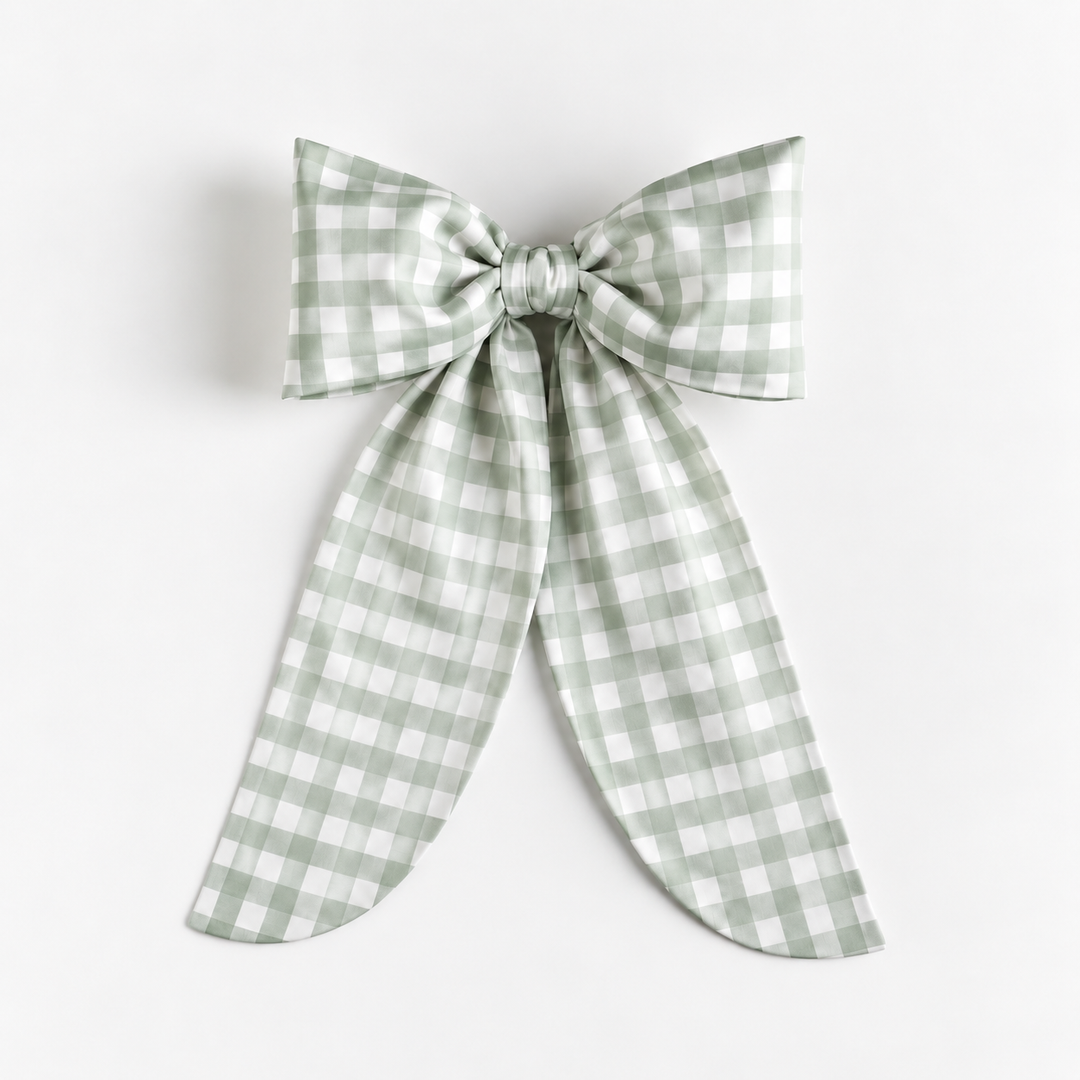 Little Green Check Bow Topper