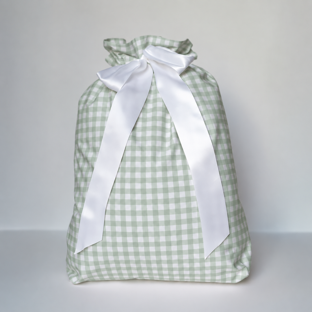 Little Green Check Heirloom Santa Sack