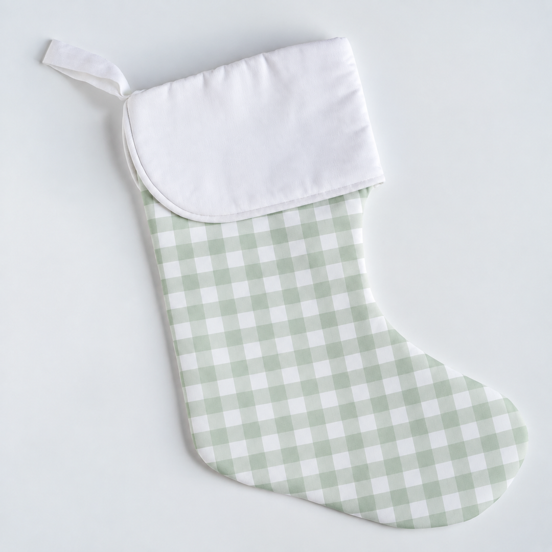 Little Green Check Heirloom Christmas Stocking