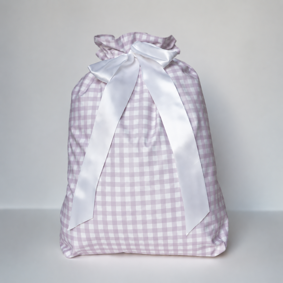 Little Lavender Check Heirloom Santa Sack