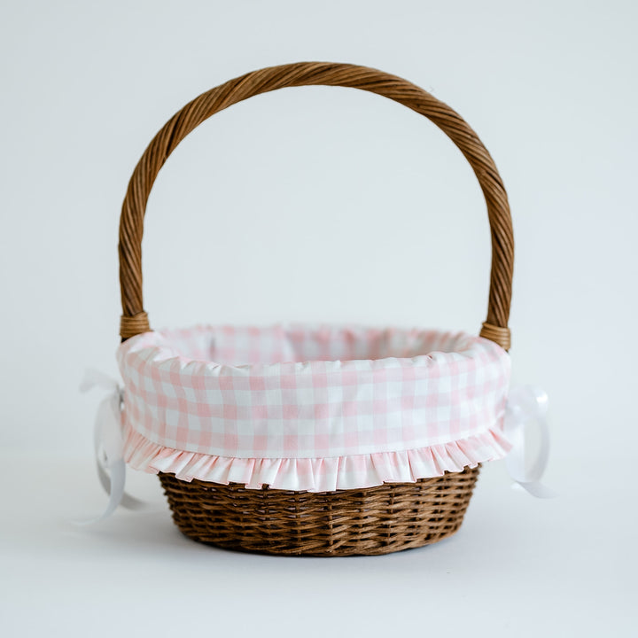 Little Pink Check Liner with Ruffle Trim (fits Ballard basket)