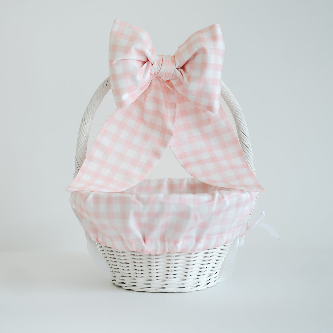 Little Pink Check Liner + Bow Set (for Pottery Barn Sabrina Basket)