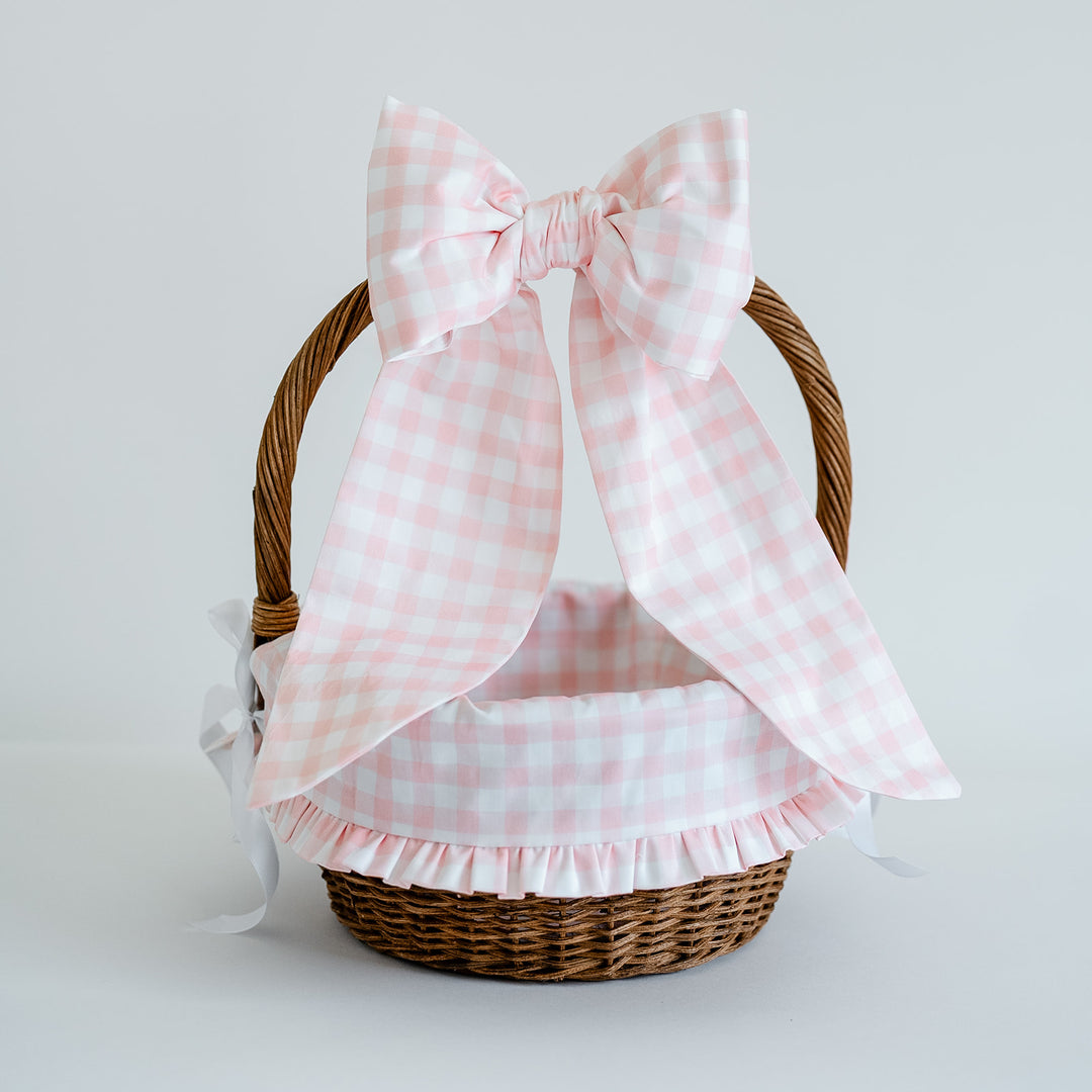 Little Pink Check Liner with Ruffle Trim (fits Ballard basket)