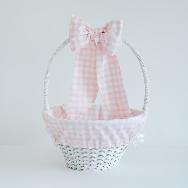 Little Pink Check Liner + Bow Set (for Pottery Barn Sabrina Basket)