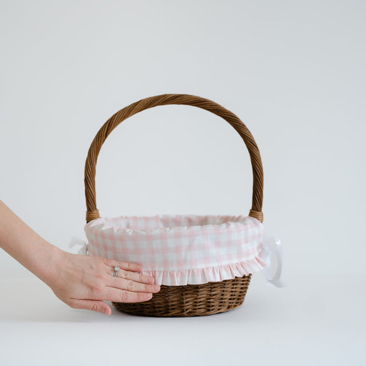 Little Pink Check Liner with Ruffle Trim (fits Ballard basket)