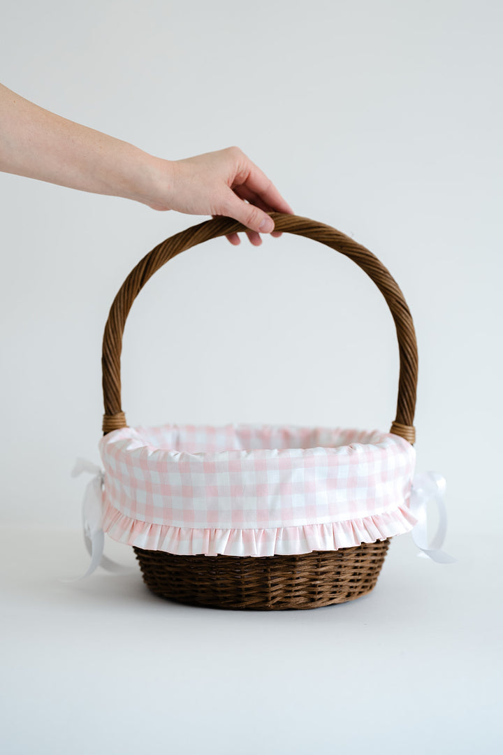 Little Pink Check Liner with Ruffle Trim (fits Ballard basket)