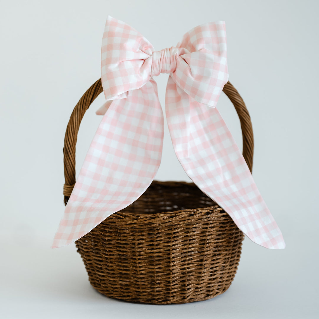 Little Pink Check Easter Basket Bow