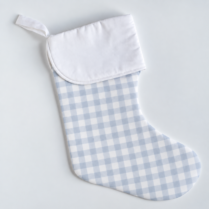 Little Blue Check Heirloom Christmas Stocking