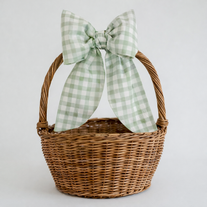Little Green Check Easter Basket Bow