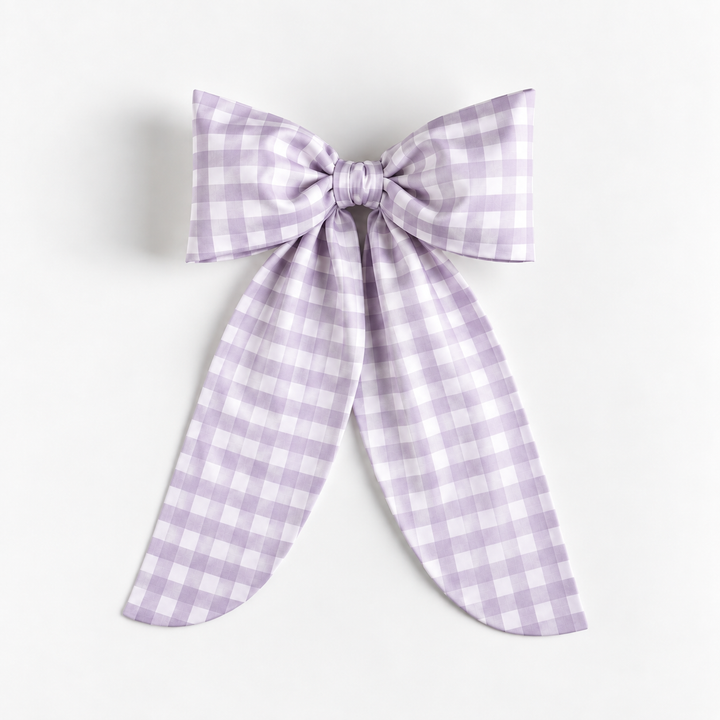 Little Lavender Check Bow Topper