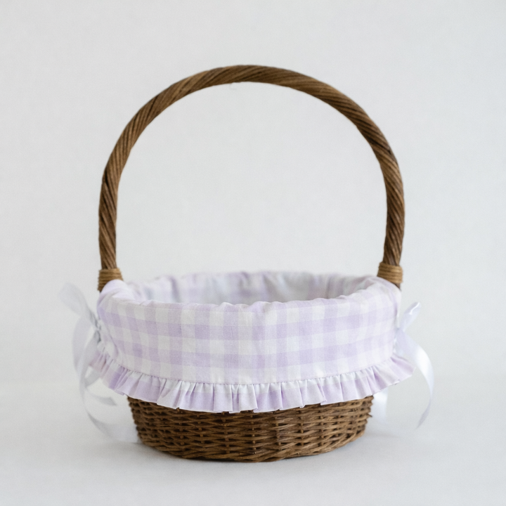 Little Lavender Check Liner with Ruffle Trim (fits Ballard basket)