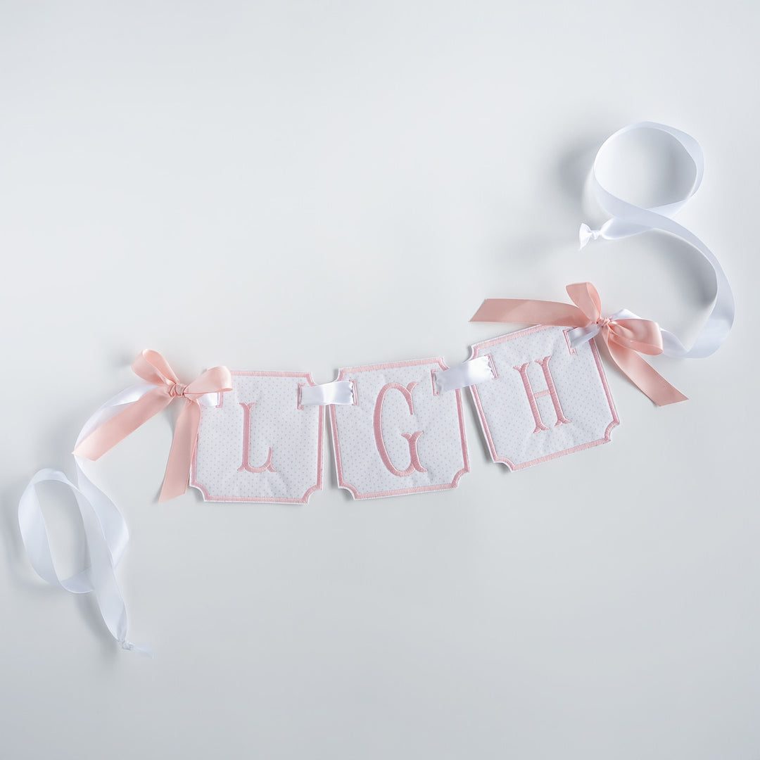 3 Piece Monogram Banner: Pink Bitty Dot