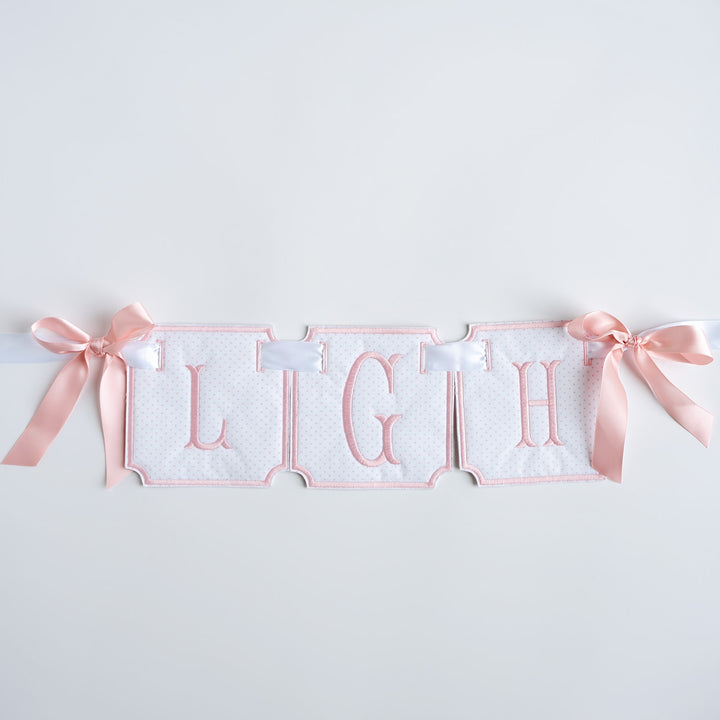 3 Piece Monogram Banner: Pink Bitty Dot