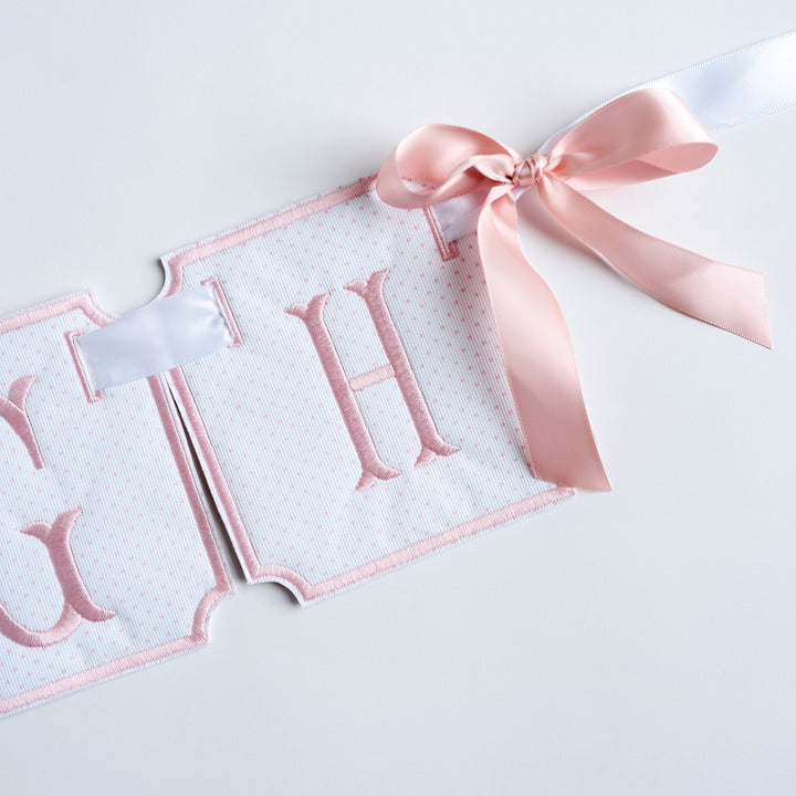 3 Piece Monogram Banner: Pink Bitty Dot