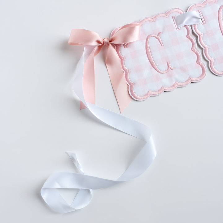 3 Piece Monogram Banner: Little Pink Check