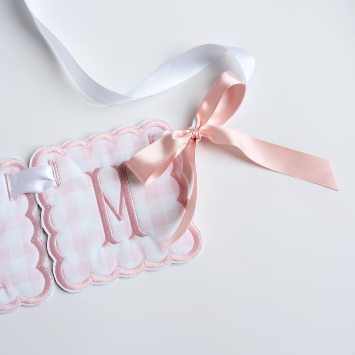 3 Piece Monogram Banner: Little Pink Check