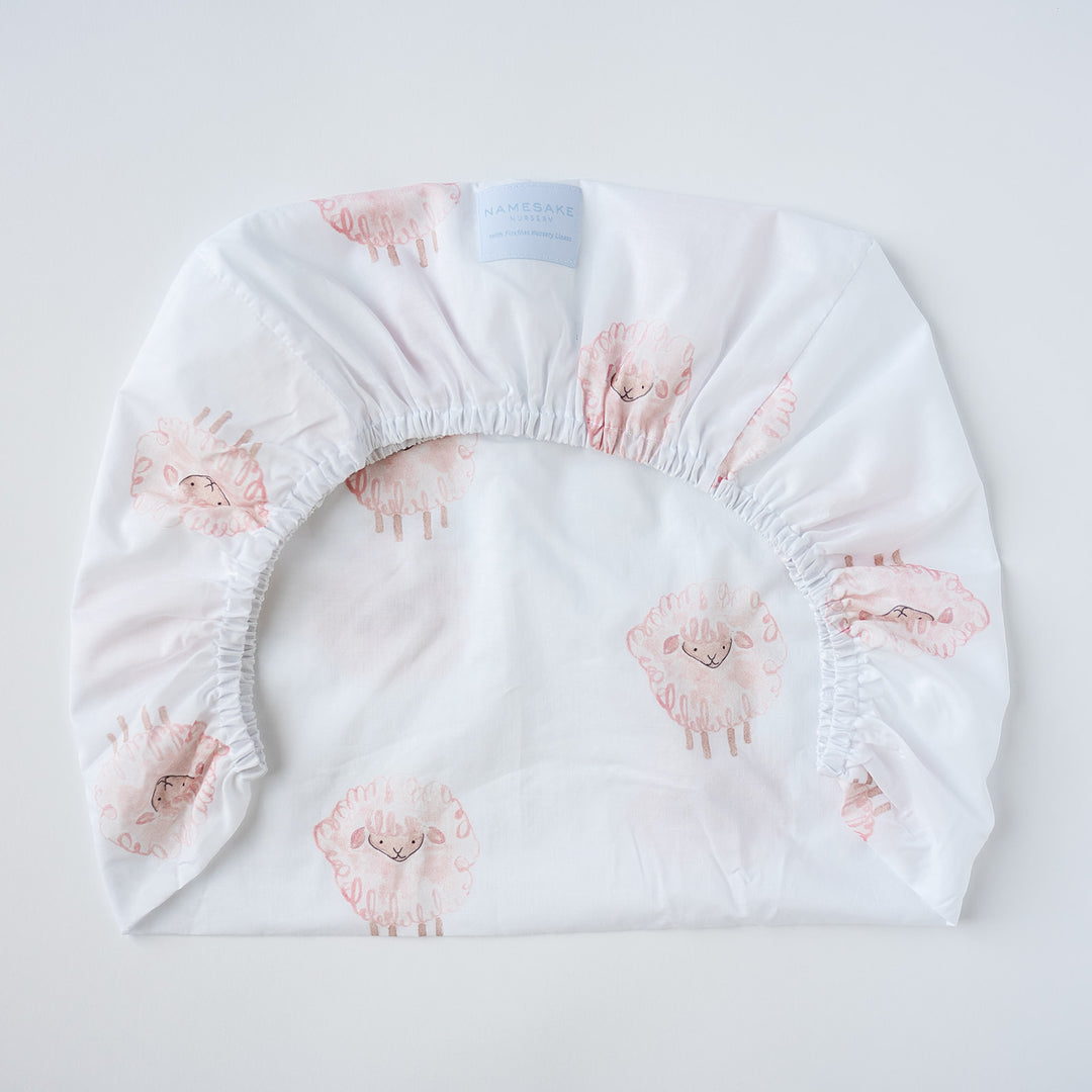 Hospital Bassinet Sheet in Pink Little Lamb