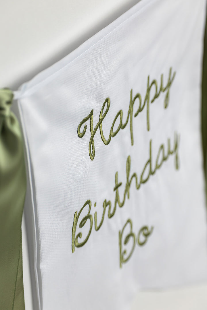 White with Green Happy Birthday Banner