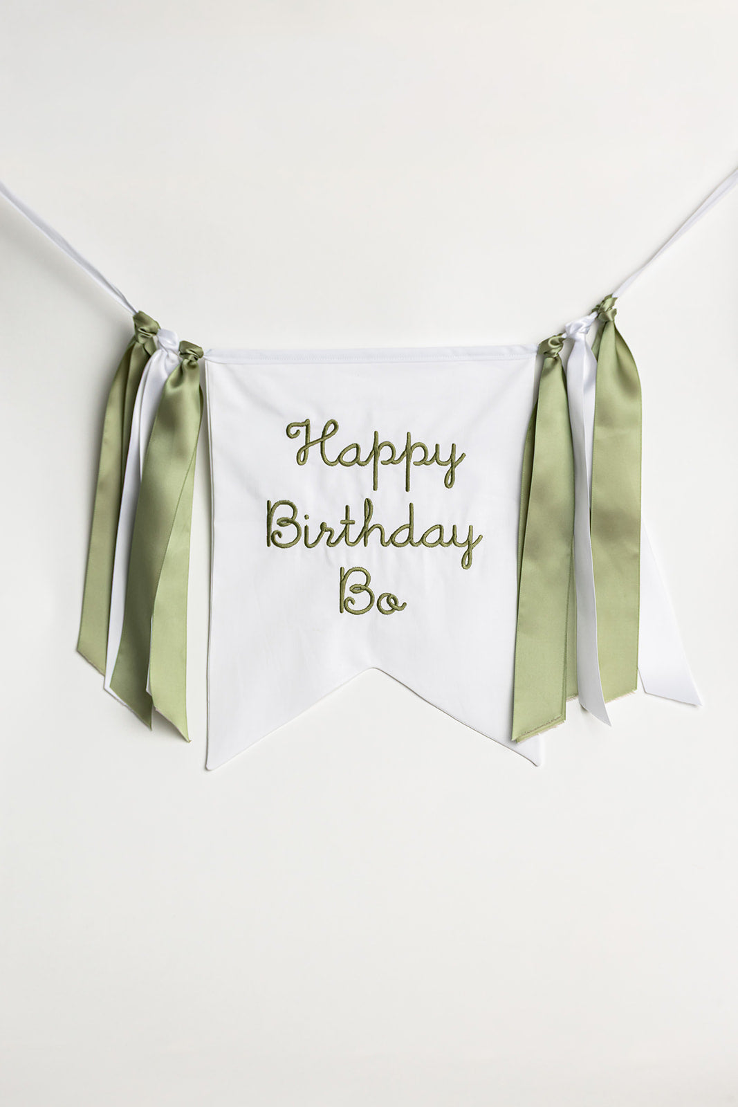 White with Green Happy Birthday Banner
